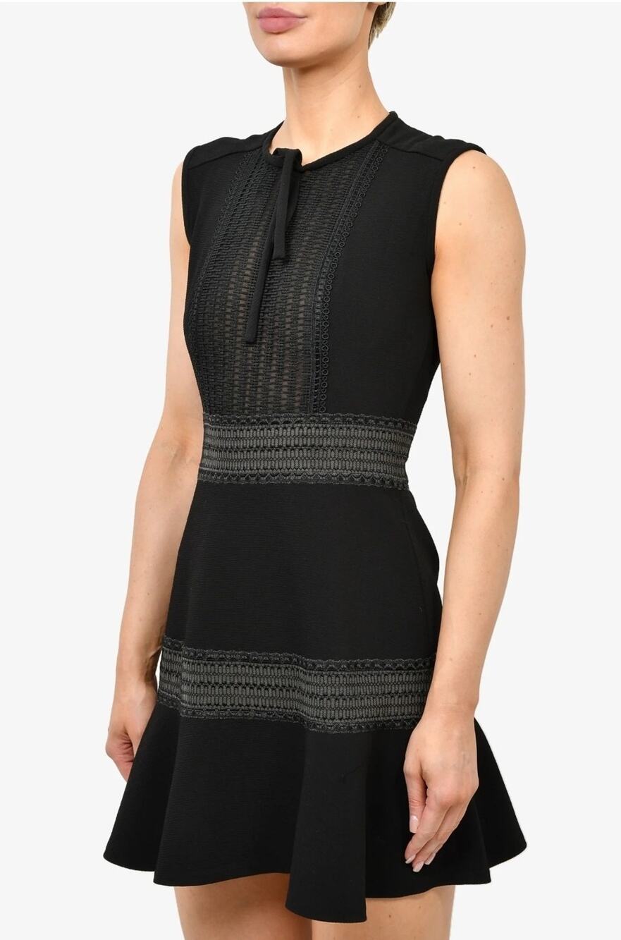 Sandro Emelie Lace Black Eyelet Sleeveless Dress 2